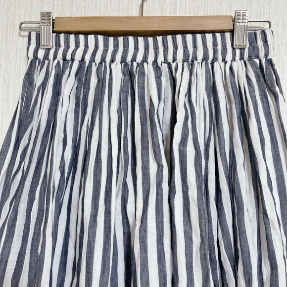 Samamo Striped Flare Long Skirt Blue/White - Picture 2 of 6